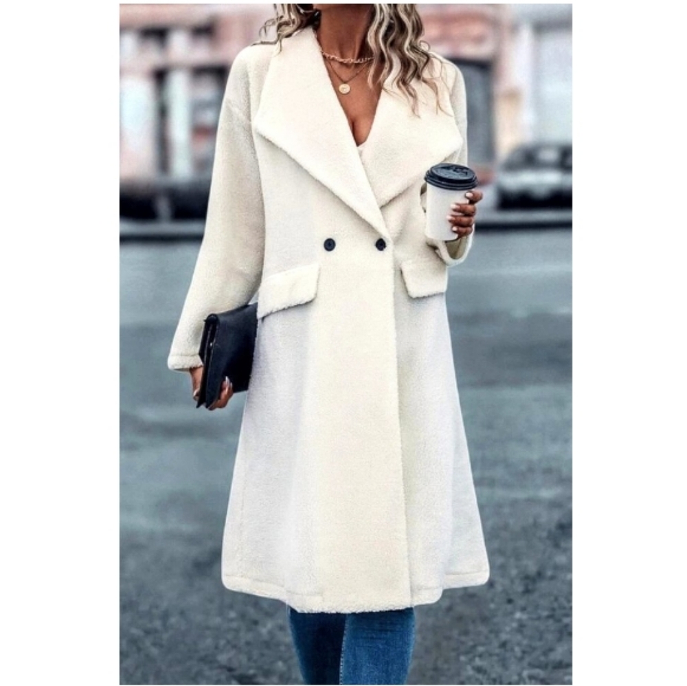 Wool Cashmere Blend Lapel Coat Size XS